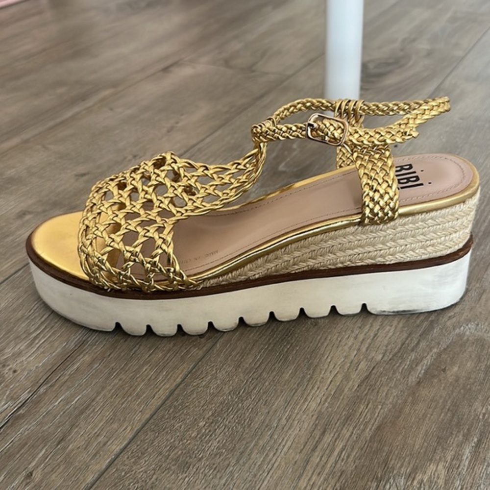 BIBI LOU GOLD WEDGE‎ HEELS | SZ 10 - Picture 2 of 4
